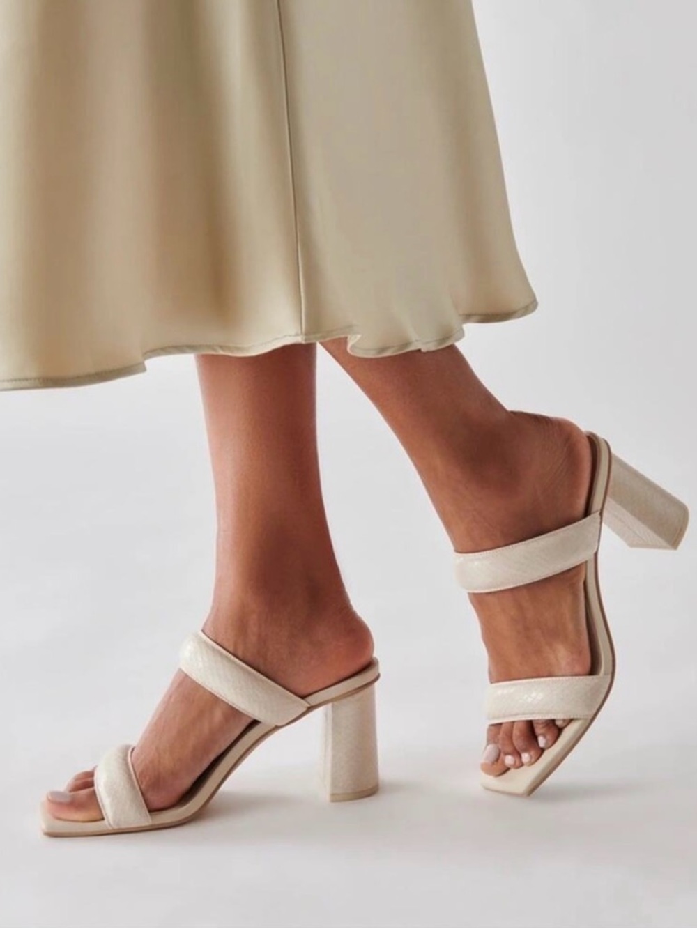 Dolce Vita white snakeskin sandals